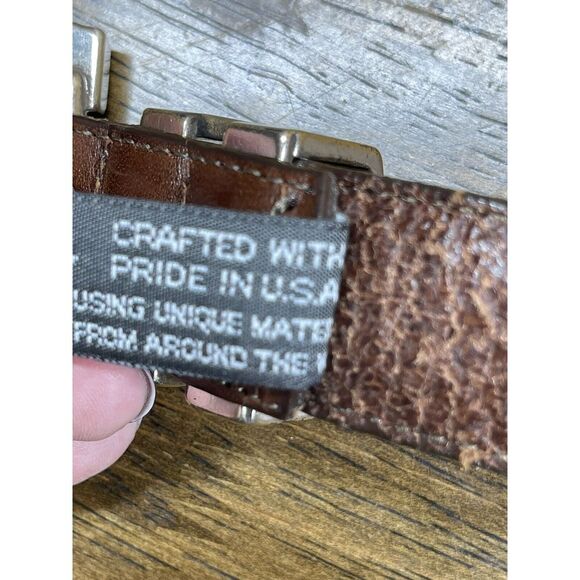 Brighton Belt  Brown Smooth Leather Silver Tone Size 34 Large Western - Picture 6 of 8
